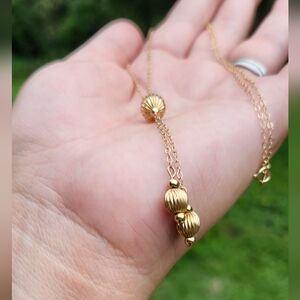 14kt gold dangle bead necklace